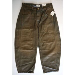 We The Free x Free People Sz 26 Brown Good Luck MidRise Coated Barrel Jeans